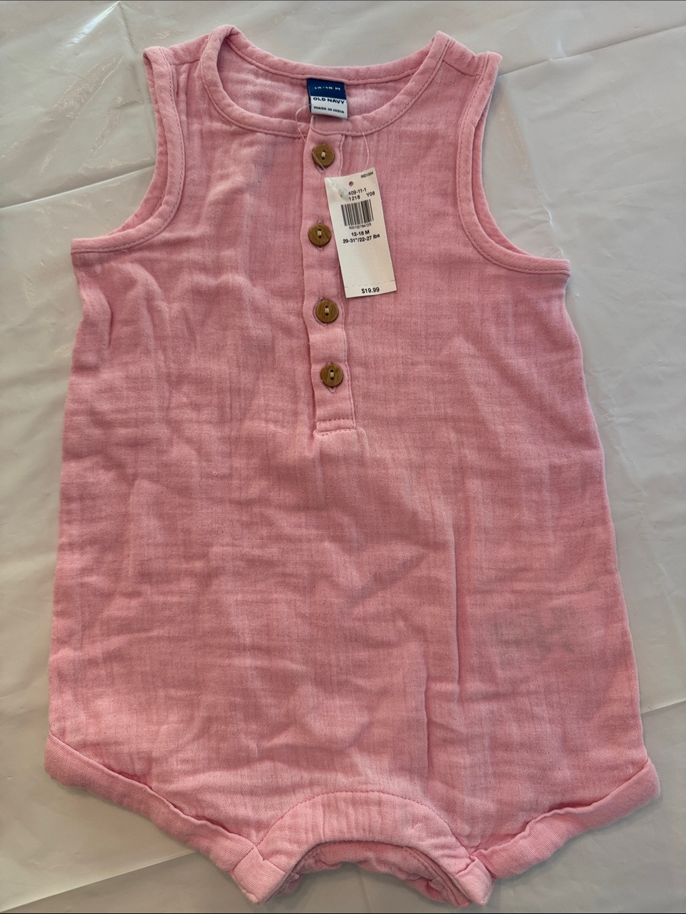 Old Navy Pink Sleeveless Henley Tank Romper